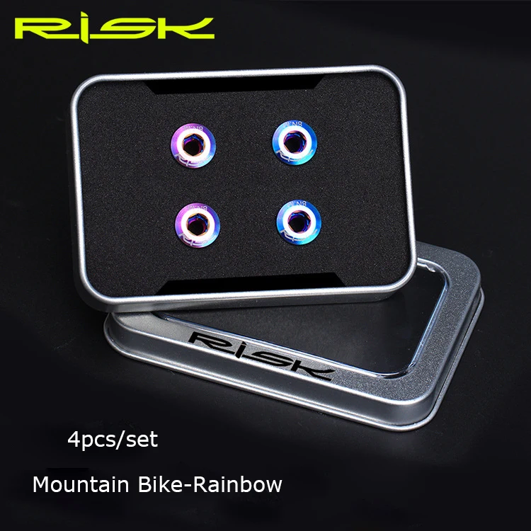 Risk 6,5 мм крепежные болты для велосипеда из титанового сплава для MTB BMX, одноколесные фиксированные винты, гайки, Аксессуары для велосипеда - Цвет: 4pcs-Rainbow