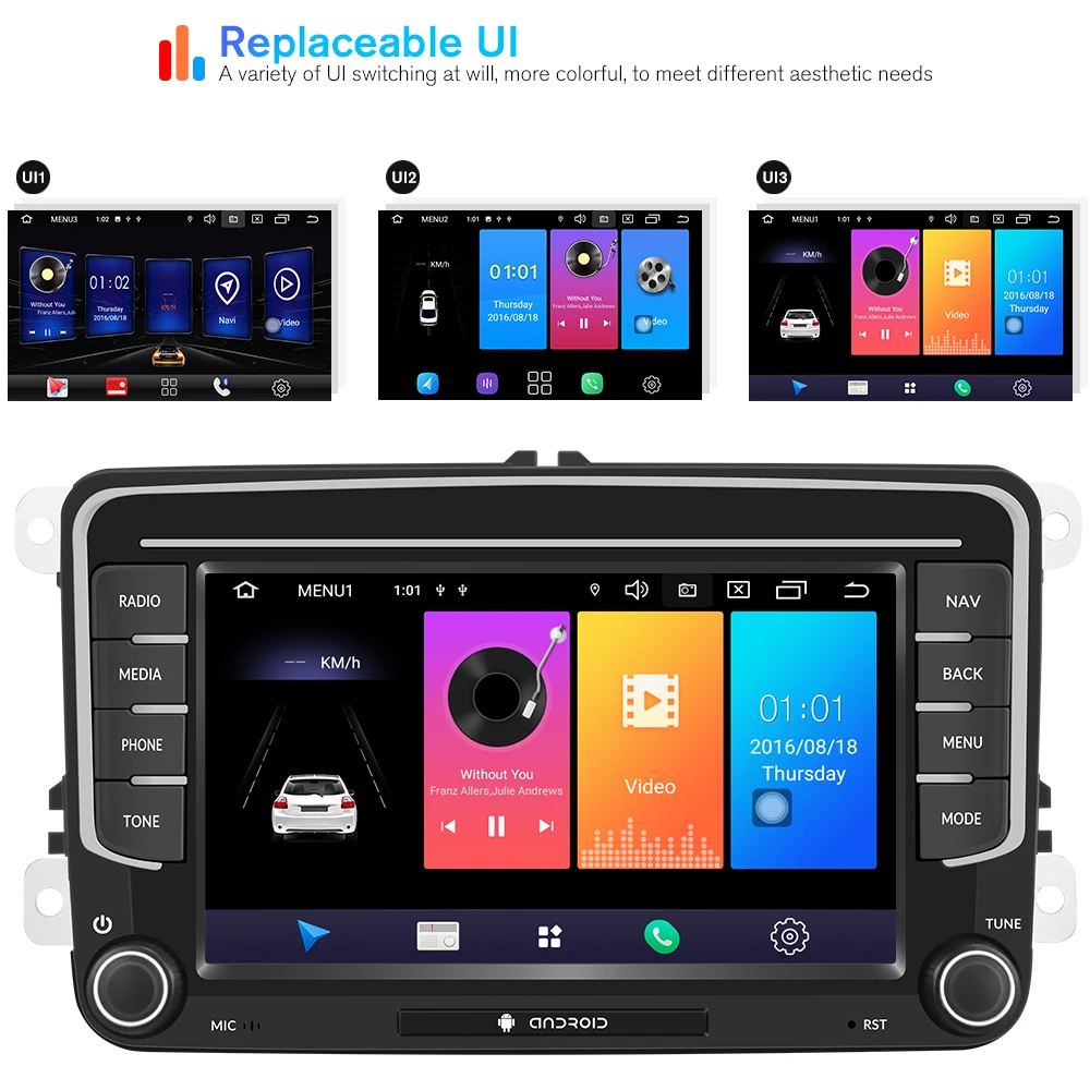  Podofo 2 Din Android 9.0 Auto Radio Stereo 7 ''GPS Multimedia-Player Für VW Passat Golf MK5 6 Jetta