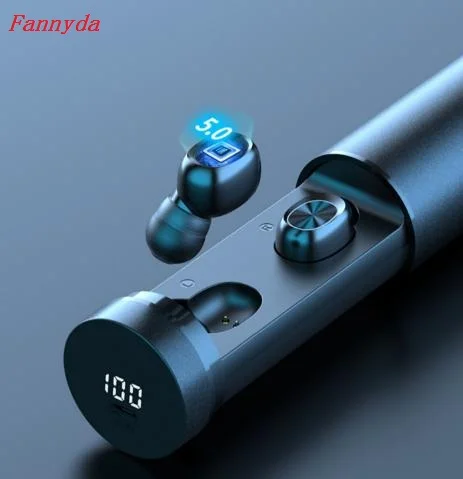 Одна пара мини беспроводной bluetooth наушники цифровой blueooth гарнитура светодиодный дисплей батареи долгое время ожидания интеллектуальная работа