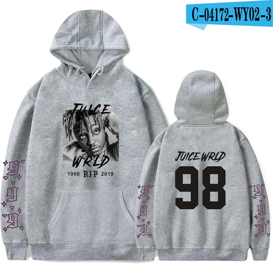 Juice Wrld свободные мужские и женские Большие размеры 4XL толстовка с капюшоном более размера d толстовка модная одежда товар - Цвет: E-gray