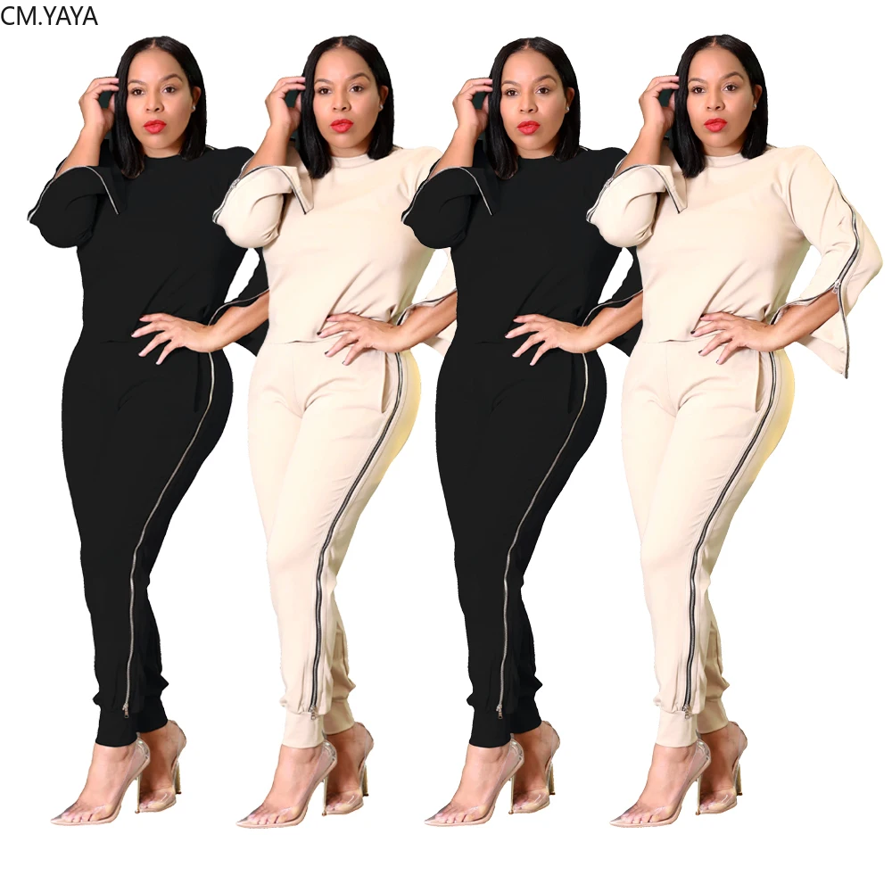 GL Winter Women Tracksuits O-Neck Solid Full Sleeve T-Shirt Top Long Pants Suits Zipper two piece set Casual Sporty Outfits 126 |
