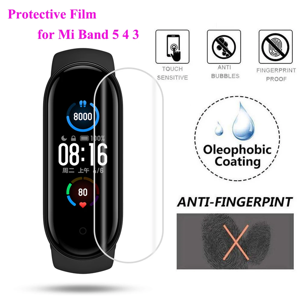 Película protectora de hidrogel para Xiaomi Band 4/5/3, Protector de pantalla de vidrio no templado para Mi Band 5 4 3