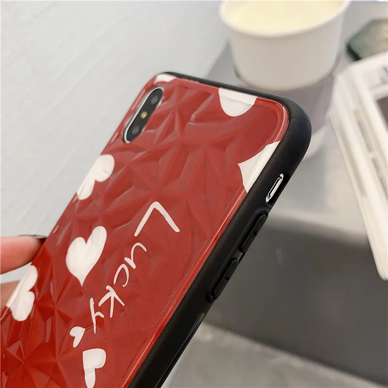 Applicable LUCKY Polka Dot Heart Diamond Pattern iphonexr MAX Phone Case iPhone 8/7 Plus Shatter-resistant 6s New