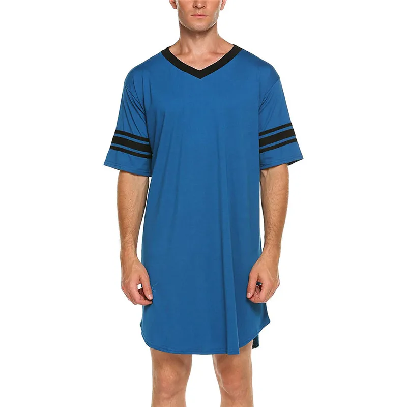 Men Cotton Nightshirt Robes Short 