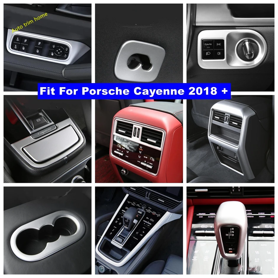 Car Matte Interior Dashbaord Air Ac Glass Lift Button Water Cup Holder Cover Trim Per Porsche Cayenne 2018 - 2023 Accessori