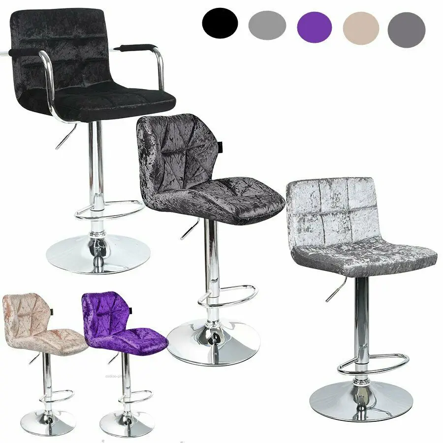 

2pcs Modern Fashion Bar chair Stools Velvet Adjustable Swivel Dining Chair Bar Backrest Stool Gas Lift Colorful Kitchen Supplies