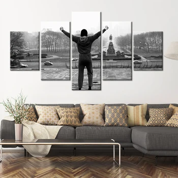 

5 Panel rocky Inspirational quotes Painting Canvas HD balboa print Wall Art 5 piece movie poster F181C