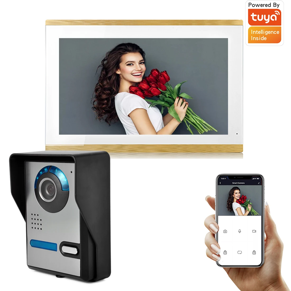 

SYSD Tuya Smart Video Doorbell WIFI 1080P 10" Recording Monitor Video Door Phone Intercom for Home IR Camera with Unlock