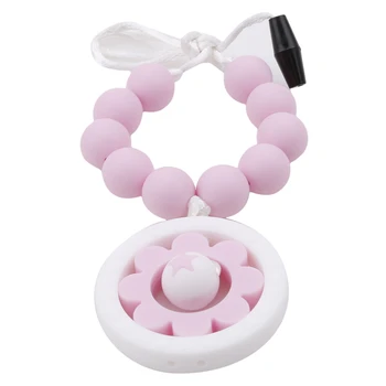 

1Pcs Safety Silicone Round Flower Teether Baby Teether Necklace Pendant Infant Nursing Care Toddlers Teething Chewing Bite Toys