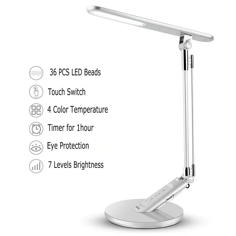 

14W Modern LED Office Desk Lamp USB Port for Charging Phone Touch Key 28 Levels Dimming Business Study Reading Table Light