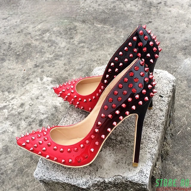 Women Red Bottom Spike Heels High Heel  Shoes Spikes Red Bottom - Red  Women Toe High - Aliexpress