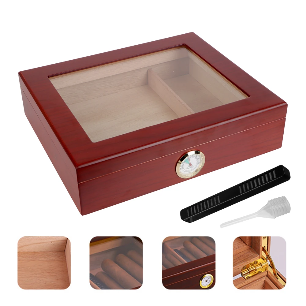 

Smoking Accessories Transparent Skylight Cigar Humidor Case With Hygrometer Humidifier Cigar Travel Humidor Box Cedar Wood