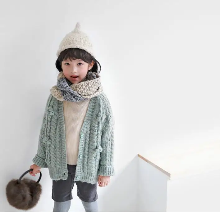 Стильный вязаный свитер для девочек модный зимний Кардиган для девочек, одежда для маленьких девочек 1-6 лет