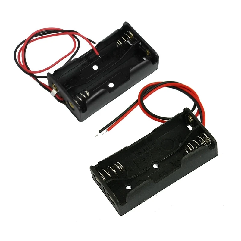 2 Pcs Black Plastic Battery Case X 1.5V Lead Wired Cell Box 1 AA &amp AAA |