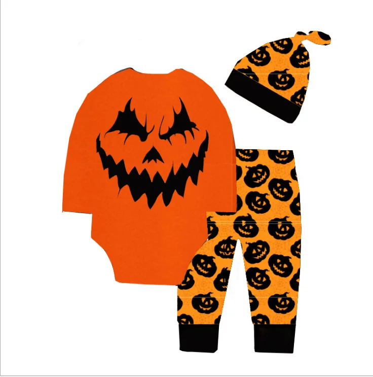 Halloween Baby Clothing Long-sleeved One-piece Dress Three-piece Baby Crawling Clothes Children's Clothing Spring and Autumn