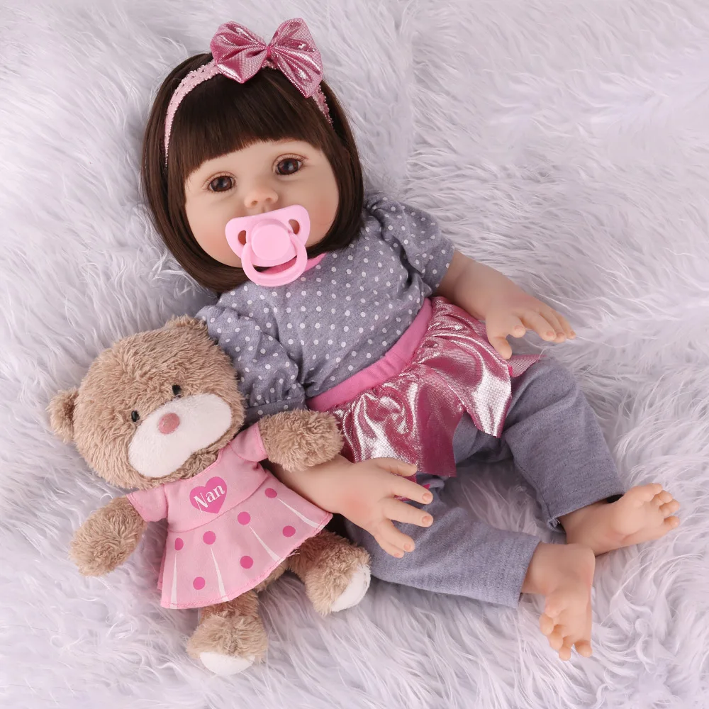 48 см полный мягкий силиконовый Reborn Baby Dolls 18 дюймов ребенок живой играть игрушки Реалистичные малыша девочка Ванна Playmate дети подарки на день рождения
