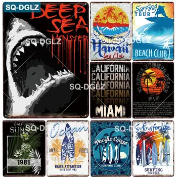 

[SQ-DGLZ] DEEP SEA Metal Sign Vintage Metal Plaque Travel Plates Decor For Bar Home Wall Decor Surf Club Tin Sign Maiai Poster