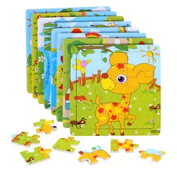 Деревянные головоломки 9 шт. игра-головоломка животные мультфильм Обучающие Развивающие игрушки для детей