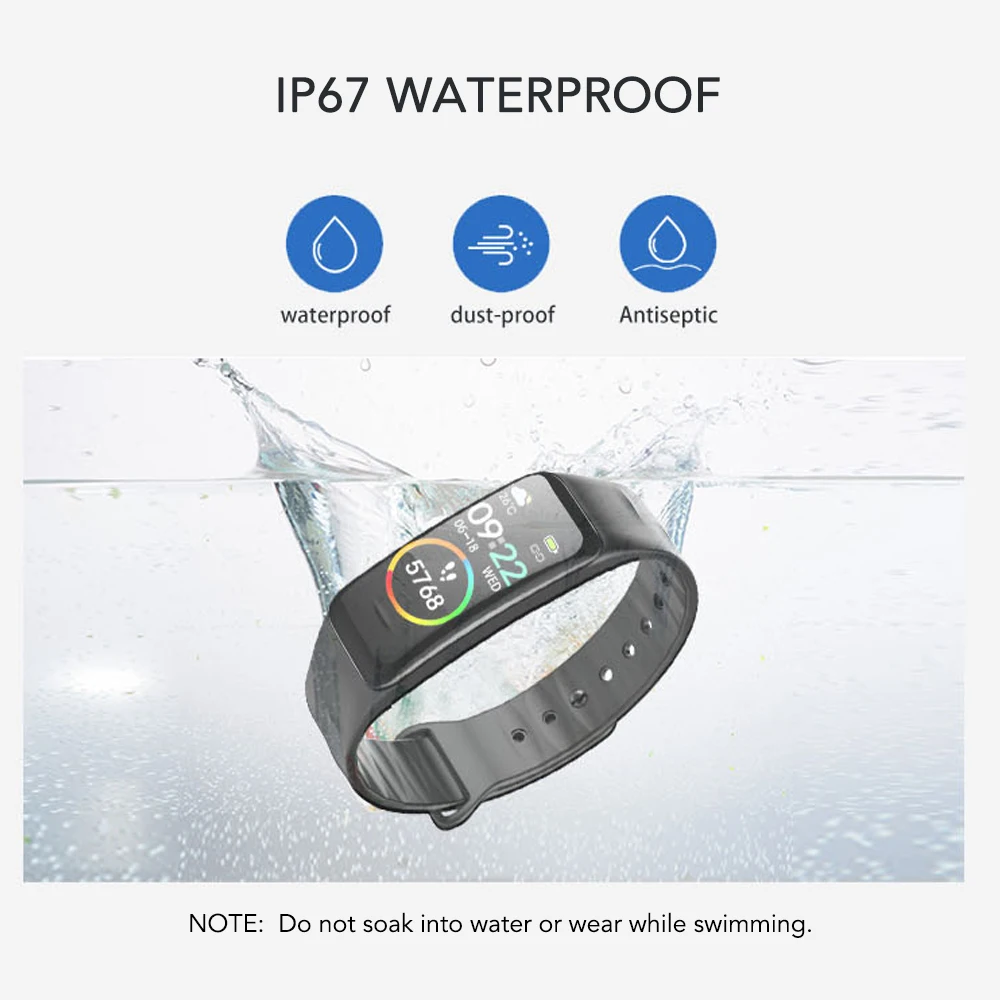 IP67 умный Браслет для женщин и мужчин фитнес-трекер часы с пульсометром кровяное давление кислородный счетчик шагов счетчик калорий