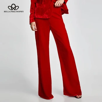 

Luck A 2020 spring women velvet loose full length pants flat female fashion pants high waist cotton wide leg pants