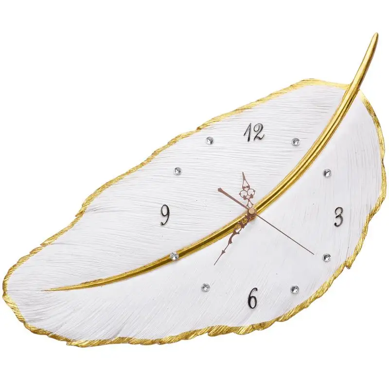 Tanie Cyfrowa ściana zegar nowoczesny Design kreatywny Nordic nowość złote piórka zegar ścienny salon Klok Home Dector Qk60wc