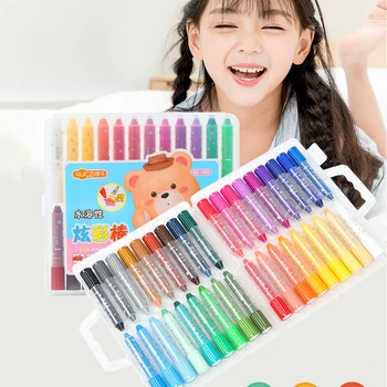 

Kids Draw Pen Primary School Students Rotating Colorful Sticks Water Soluble Pastels Children's Crayon Painting Set Stationery