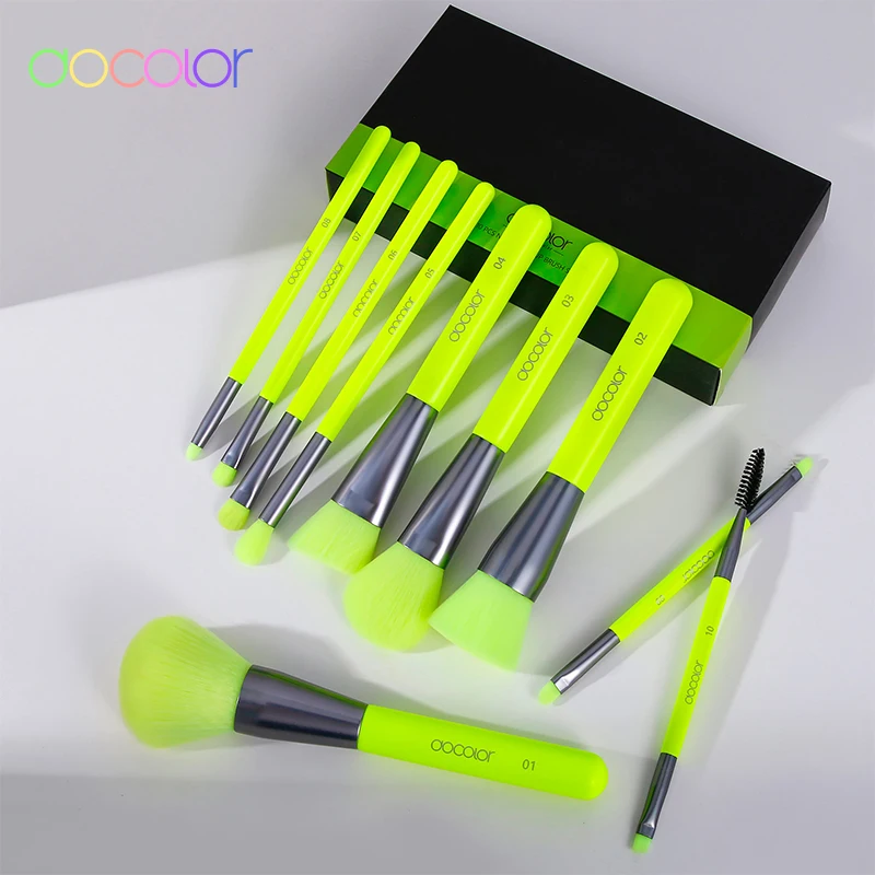 Docolor 10 шт. набор неоновых кистей для макияжа синтетическая Кабуки основа