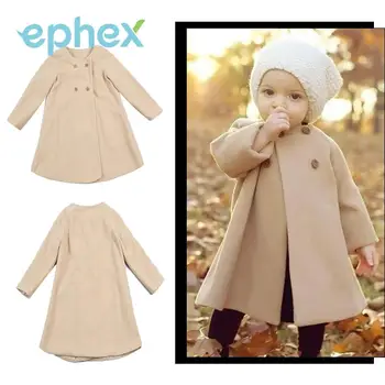 

Ephex Casual Jackets Outdoor Baby Girls Outwear Comfortable Coats Windproof Baby Woolen Coat Soft Khaki Toddler Travel