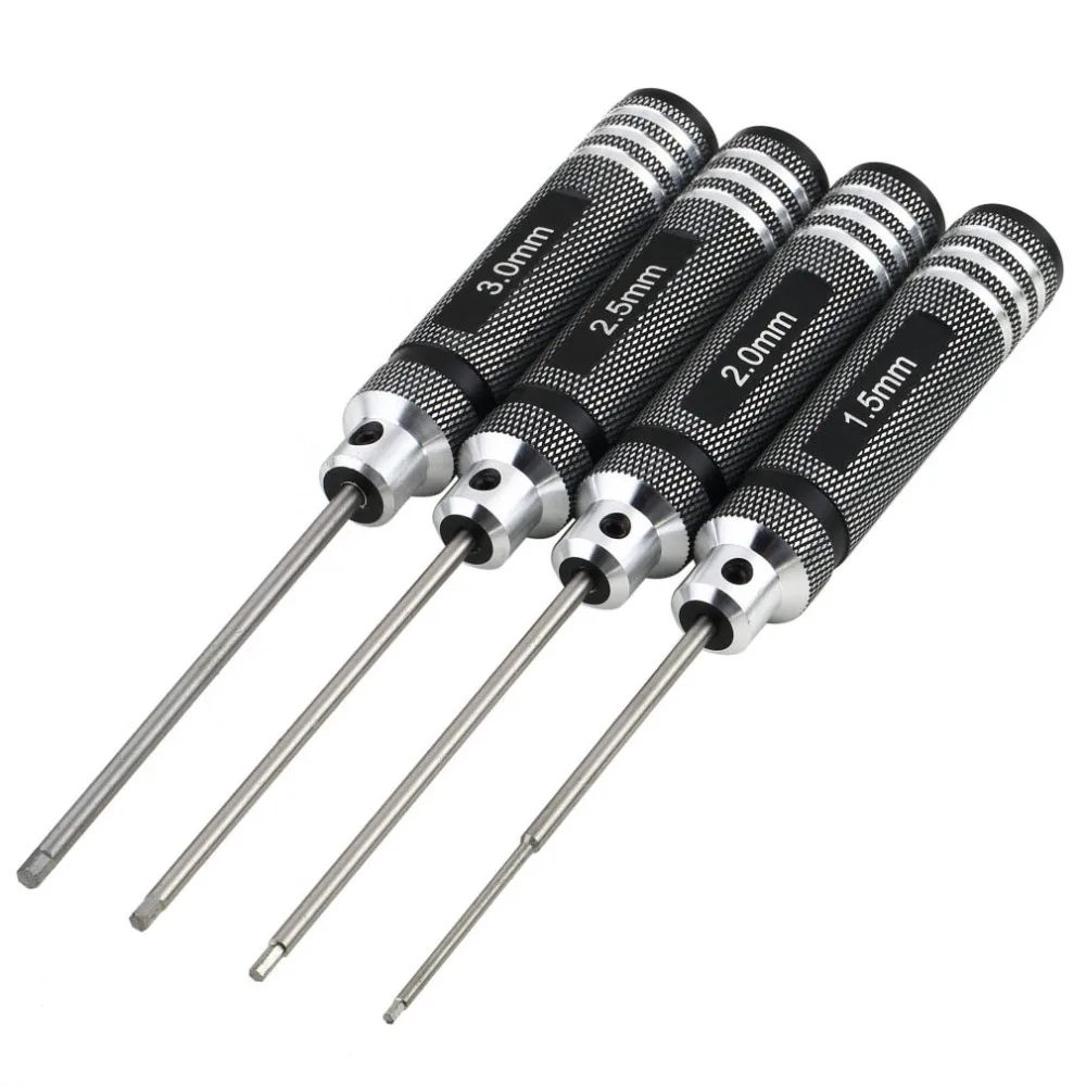 

OUTAD 4PCS Hex Screw Driver Tool Kit For RC Helicopter Hot Worldwide Plane Transmitter Car Black