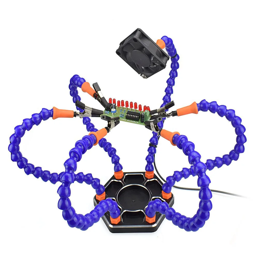 Newacalox Multi Saldatura Helping Hand Terza Mano Strumento Di 3X Lente Di Ingrandimento Usb Dc Fan Torcia Lente Di Ingrandimento Di Saldatura Pcb Sta