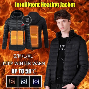 

Thermostatic Heating Jacket 3 Mode Fast Heat 1 Minute Heating USB Intelligent Coats Warm Winter Thermal Women/Men Black S/M/L/XL