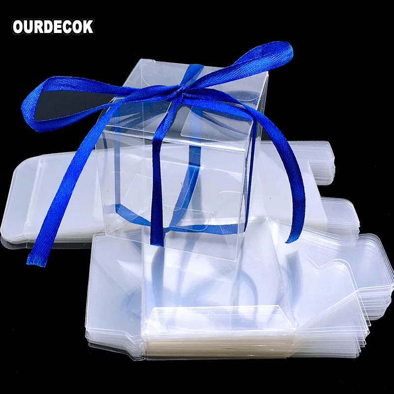 50 шт 6x6x6 см Прозрачные квадратные подарочные коробки свадебные вечерние мешки для конфет, свадебный подарок вечерние рождественские украшения
