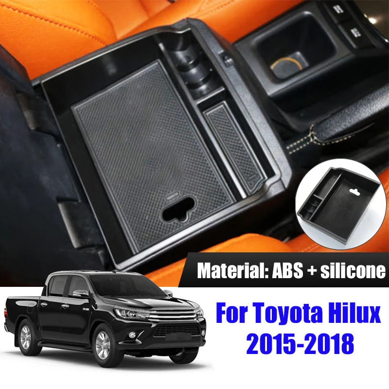Подлокотник коробка для хранения перчаток лоток автомобиля для TOYOTA HILUX REVO консоль Черный ABS силиконовый центр Органайзер практичная часть
