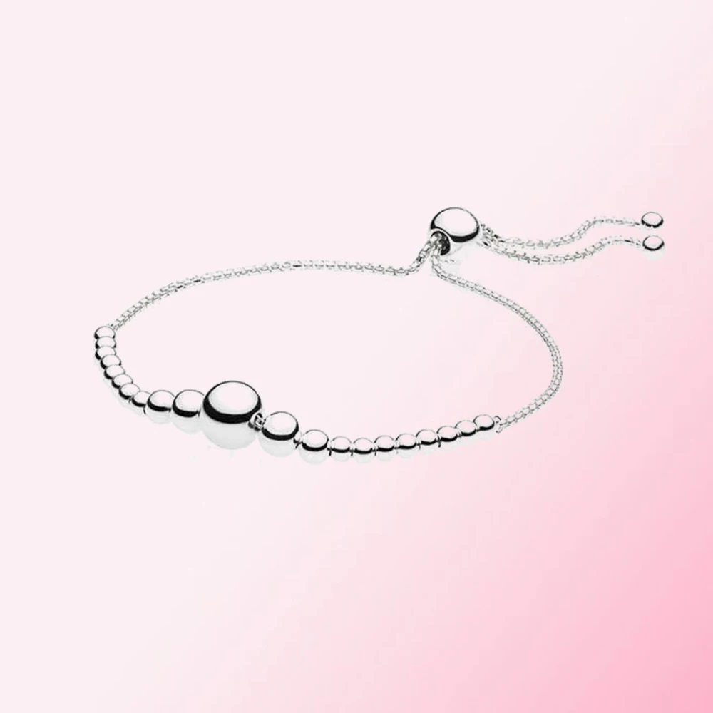 2019 100% 925 стерлингового серебра ClassicString из бисера браслет со слайдером для женщин