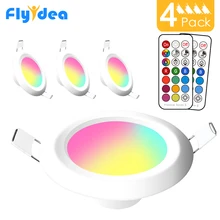 Светодиодный светильник, Круглый, многоцветный, с регулируемой яркостью, 7 Вт, RGBW, светодиодный, для детей, потолочное утопленное пятно светильник, инфракрасный контроллер, изменение цвета, 110 В/220 В