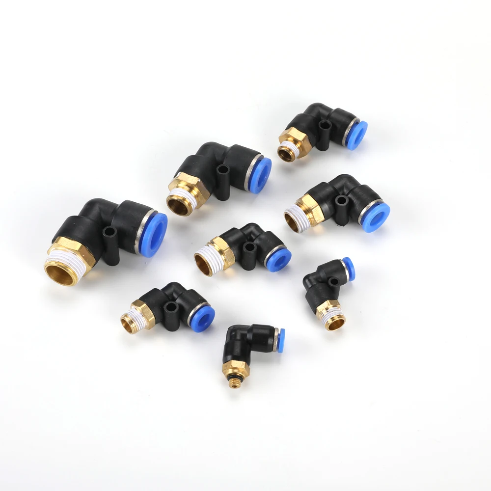 

10Pcs Air Pneumatic Pipe Connector 10mm 8mm 6mm 12mm Hose Tube 1/8" 1/4" 3/8" 1/2" Male Thread L Shape Gas Quick Joint Fitting