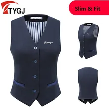 PGM, Женская приталенная жилетка для гольфа, Jaccket, английский стиль, v-образный вырез, жилет, Женская винтажная ветровка на пуговицах для гольфа, D0801