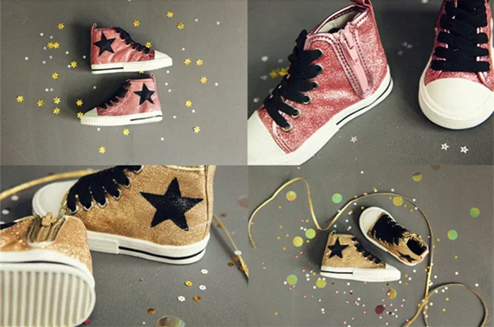 

2019 Autumn And Winter Girls Sneakers Strawberry Shan Fashion Five-pointed Star Plus Velvet Girls Hight-top Casual Board Shoes