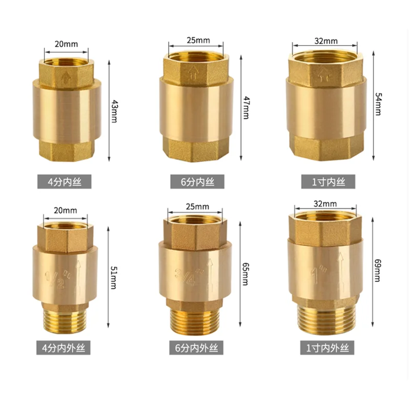thickening Brass 1/2" 3/4" 1" Female x Male thread wire mouth vertical check valve non-return valve