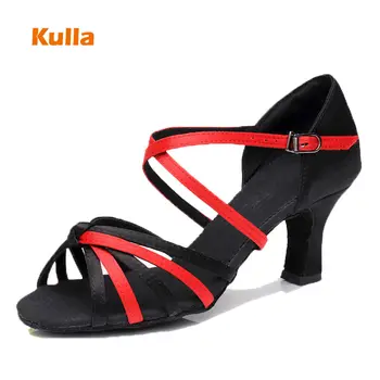 

Women Latin Dance Shoes Girls Dancing Shoes For Woman Ballroom Salsa Shoes Indoor Soft Satin Colorful High Heels 5/7cm Sneakers