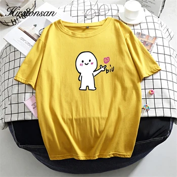 

Hirsionsan Summer Women T Shirt 100% Cotton Kawaii Print Streetwear 7 Colors Short Sleeve Female Soft Top Jumper harajuku Tees