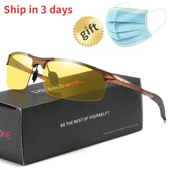 

Aluminum Sports Polarized Photochromic Glasses yellow brown sunglasses men day night vision anti glare glasses for driving 5933