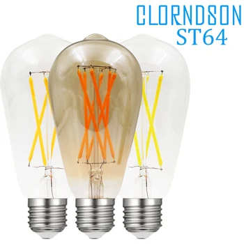 

Dimmable Classical Amber ST64 4W 6W 8Watts Led E27 E26 Vintage Retro Lamp 110V 220V Filament Bulbs Natural Chandelier Lighting