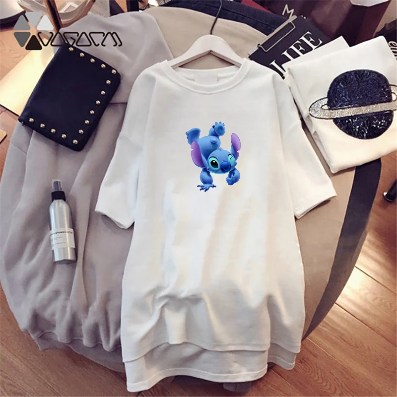 New-Summer-Women-Dresses-Stitch-Cartoon-Print-Casual-Loose-Black-Midi-Clothing-Plus-Size-Cute-Dress (1)