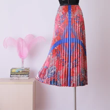 Ранняя осень новая высокая талия ретро печать слово юбка-зонтик широкая юбка