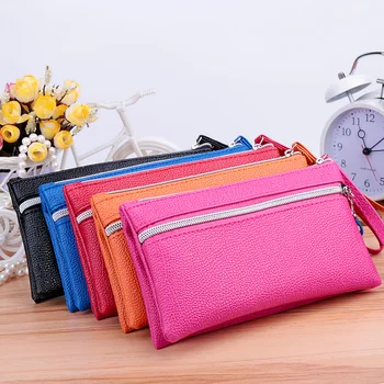 

New multifunctional zero-to-middle long leather wallet ladies wallet purses womens wallets Standard Wallets Solid