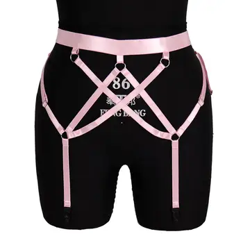 

Pink Stockings Belts High Waist Suspender Elastic Bondage Sexy Body Harness Underwear Steampunk Goth Festival Wear Plus Size
