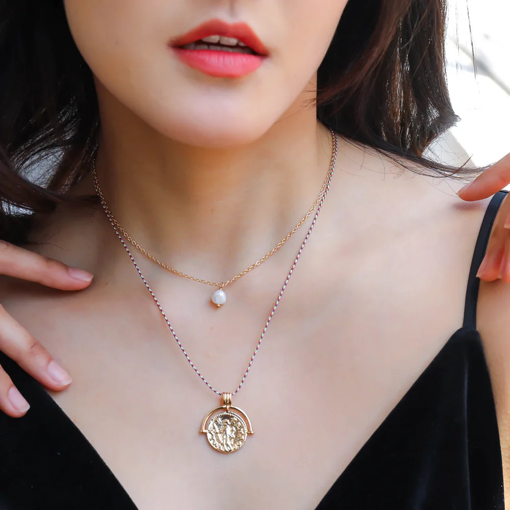 

2019 Newest Fashion Accessories Gold Color Alloy Round Chain Necklace for Dress Up and Gift