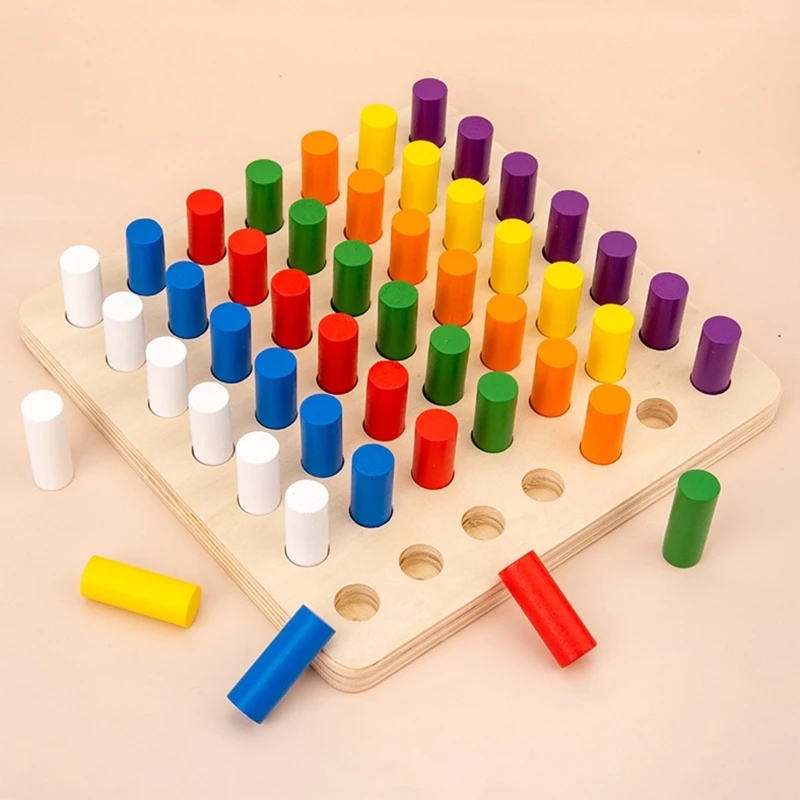 

Colorful Wooden Cylinder Blocks Montessori Sensory Integration Training Toy Children Puzzle Kid Educational Toy Color Perception