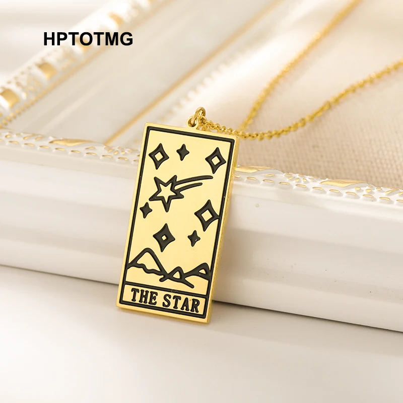 Stars Tarot Vintage Pendant Necklaces For Women Men Stainless Steel Gothic Punk Gold Chain Necklace 2021 Jewelry Accessories | Украшения и